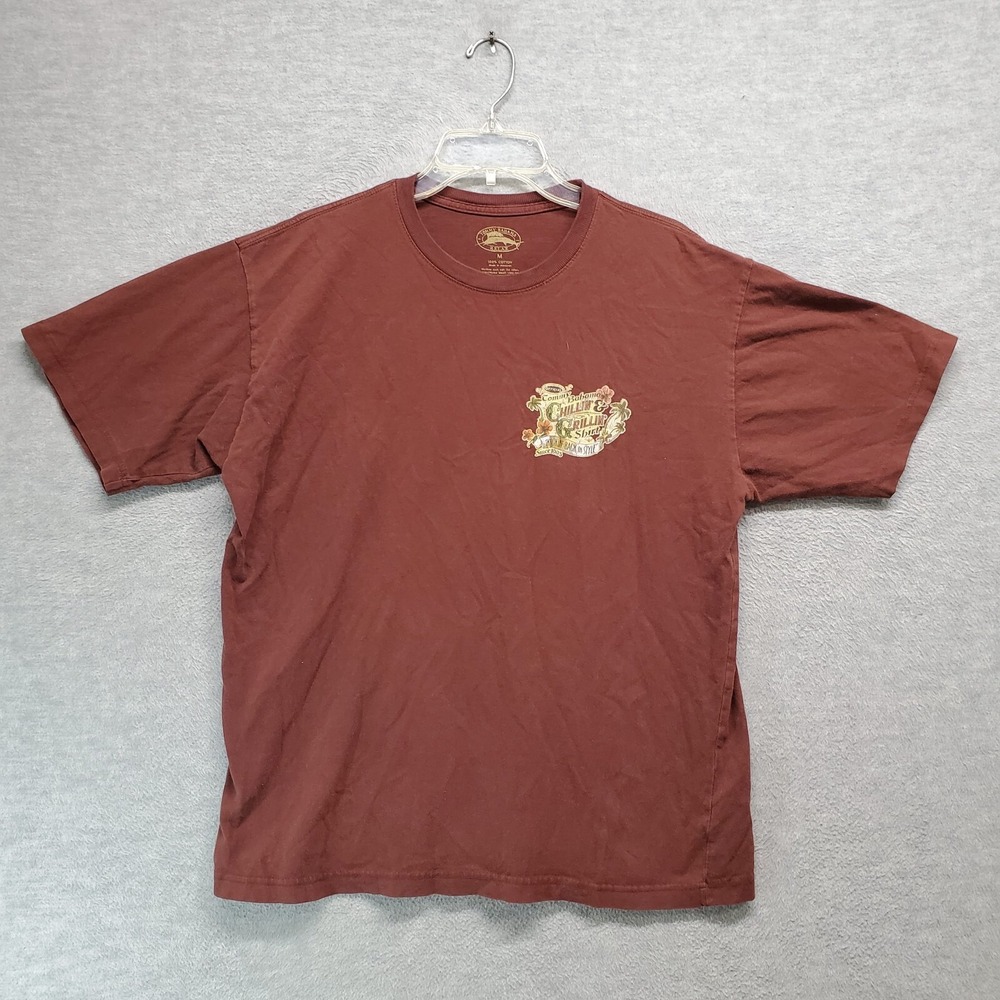 Tommy Bahama Men T-Shirt Medium Brown Logo Chillin Grillin Graphic Relax Tee